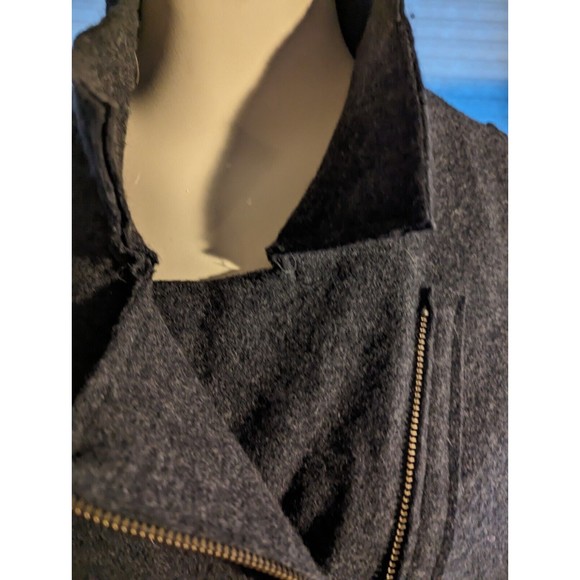 Women's Savile Row London Grey 100% Wool Motorcycle Styled Short Cardigan Sz Lg - Picture 2 of 6